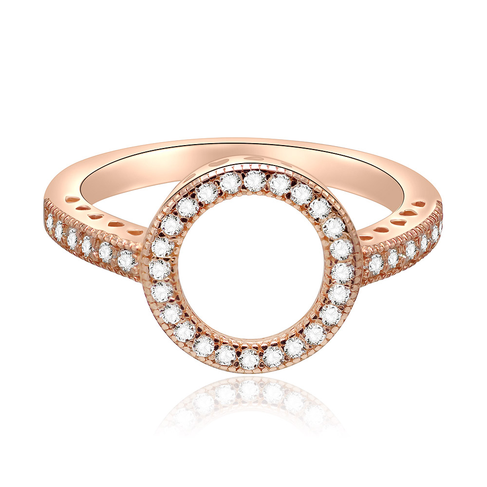 Rose Gold Hearts of Halo Clear CZ Ring